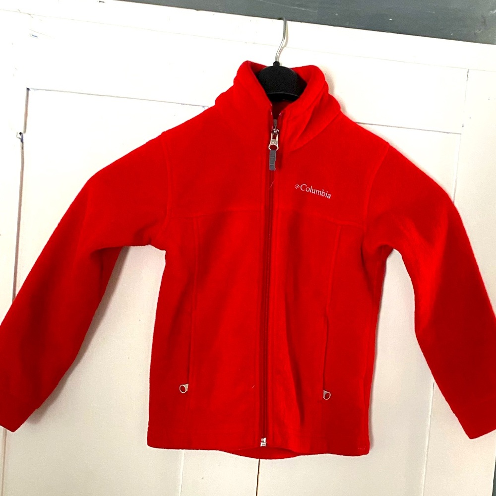 Columbia fleece zip up jacket red xs 4/5